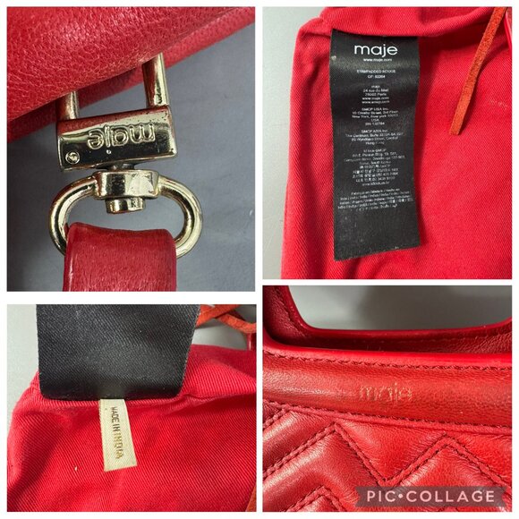 Maje Red Leather Fringe Handle Bag/Shoulder Bag - Picture 13 of 15
